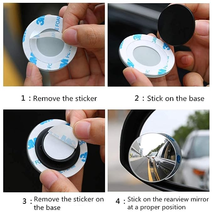 3R HD Glass Frameless Round Convex Rear View Blind Spot Mirror Cars/Trucks/Vans (2") -Pack of 2 |