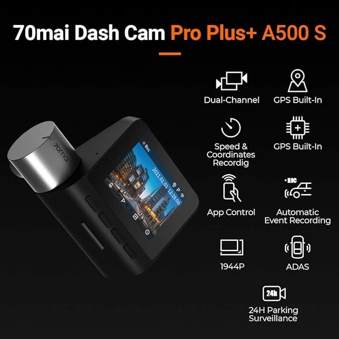 70mai Pro Plus+ A500S Dual Channel Car Dash Cam, 2.7K, ADAS, - VBCK VEHICLE SOLUTIONS