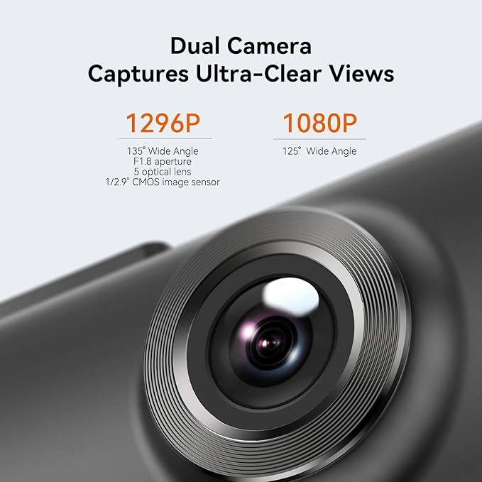 DDPAI N1 Dual Channel Car Dash Camera, 1296P Front & 1080P Rear, F1.8 with NightVIS 5G Lens, 260° Coverage, G-Sensor, WiFi, Super-Capacitor, Upto 256GB Storage