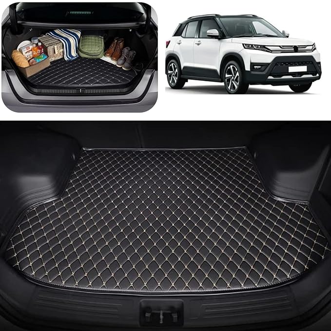 VBCK 7D Luxury Car Trunk Mat/Dicky/Boot Mat Suitable for Brezza New 2022 | Full Dicky Coverage | PU Leatherrete | 7 Layer Protection | Anti Skid | Car Accessories (Brezza New 2022, Black)