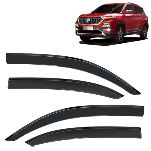 KINGSWAY® CAR COMPATIBLE WIND DEFLECTORS RAIN GUARD DOOR VISOR FOR MORRIS GARAGES (MG) HECTOR (2019 - 2022 MODEL) - POLYCARBONATE, BLACK, SET OF 4 PCS - VBCK VEHICLE SOLUTIONS