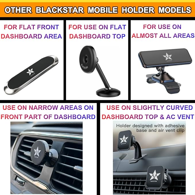 Blackstar Nano MAG Car Mobile Holder - Car Mount - Magnetic Mobile Holder for Car Dashboard (Smallest Magnetic Mobile Holder with Strong and Safe Magnets) - Use in Car/Bike/Scooter/Home/Office