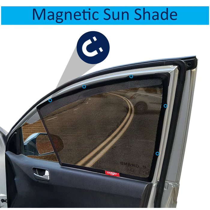 KINGSWAY CAR CURTAIN MAGNETIC SUN SHADES FOR MORRIS GARAGES (MG) HECTOR, MODEL YEAR : 2019 - 2022, HALF CUT IN FRONT WINDOW, COLOR : BLACK, COTTON MESH, COMPLETE SET OF 6 PIECE - VBCK VEHICLE SOLUTIONS