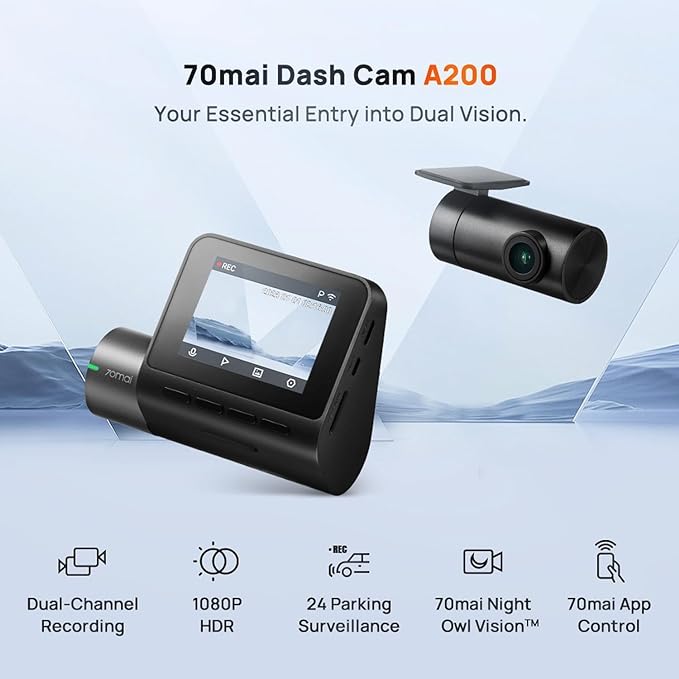 70mai Dash Cam A200 1080P 2'' IPS Screen Dual-channel Record 70mai Car DVR  A200 24H