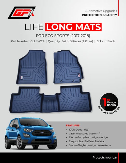 GFX LIFE LONG MATS FOR ECO SPORT (2017 TO 2018) - VBCK VEHICLE SOLUTIONS