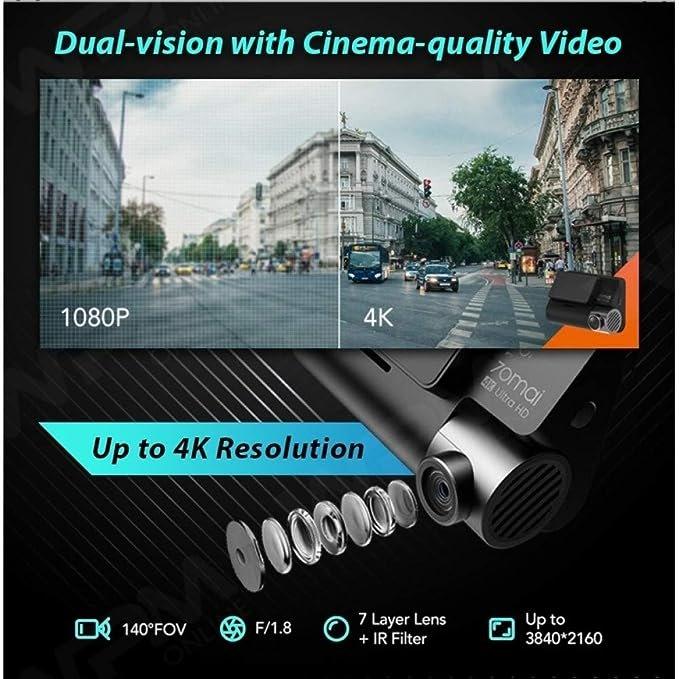 70mai A800S True 4K Dual Channel Car Dash Camera, 2160P Front & 1080P Rear, - VBCK VEHICLE SOLUTIONS